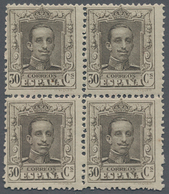 Spanien: 1926, King Alfonso XIII. 30c. Dark Brown In A Lot With 80 Stamps In Blocks Of Four, Mostly - Gebruikt