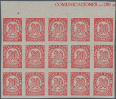 Spanien: 1938, Numeral Definitive 30c. Carmine On Grey Paper In A Lot With About 2.000 (!) IMPERFORA - Usados