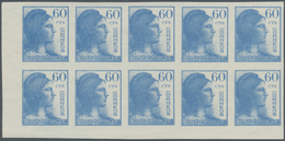 Spanien: 1938, Allegorie 60c. Blue (shades) In A Lot With About 190 IMPERFORATE Stamps Incl. Many Pa - Usati