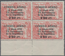 Spanien: 1938, 7 Years Of Republic Airmail Issue 10c. Red Optd. 'CORREO AEREO / 14 Abril 1938 / VII - Used Stamps