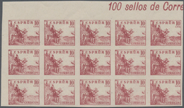 Spanien: 1940, Cid On Horse 10c. Carmine Type II Without Imprint In A Lot With About 180 IMPERFORATE - Gebraucht