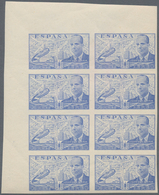 Spanien: 1940, Juan De La Cierva Airmail Issue 1pta. Blue In A Lot With About 310 IMPERFORATE Stamps - Gebraucht