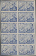 Spanien: 1940, Juan De La Cierva Airmail Issue 1pta. Blue In A Lot With Approx. 250 IMPERFORATE Stam - Usados