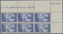 Spanien: 1944, Stamp Day Airmail Issue 5pta. Blue ‚Mariano Pardo Figueroa And Airplane‘ In A Lot Wit - Usados