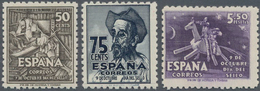 Spanien: 1947, Stamp Day (400th Birthday Of Miguel De Cervantes Saavedra) Complete Set Of Three In A - Usados