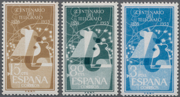 Spanien: 1955, 100 Years Spanish Telegraphy Complete Set Of Three In A Lot With Approx. 200 Sets Inc - Usados