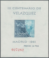 Spanien: 1961, VELAZQUEZ Set Of Four Miniature Sheets In A Lot With About 50 Complete Sets, Mint Nev - Usados