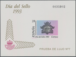 Spanien: 1993, Stamp Day Imperforate Special Miniature Sheet On Ungummed Paper In A Lot With About 2 - Gebraucht