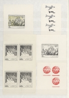 Tschechoslowakei: 1968/1977 (ca.), Specialised Assortment Of Five Progressive Proof Sheets Comprisin - Oblitérés