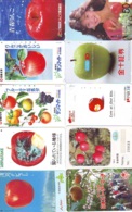 10 Télécartes - Prepaid Différentes JAPON *  APFEL * POMMES (LOT A-107) JAPAN 10 DIFF APPLES PHONECARDS * 10 VERSCH TK - Alimentation