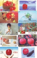 10 Télécartes - Prepaid Différentes JAPON *  APFEL * POMMES (LOT A-110) JAPAN 10 DIFF APPLES PHONECARDS * 10 VERSCH TK - Alimentation