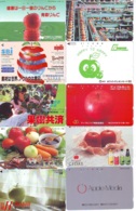 10 Télécartes - Prepaid Différentes JAPON *  APFEL * POMMES (LOT A-114) JAPAN 10 DIFF APPLES PHONECARDS * 10 VERSCH TK - Alimentation