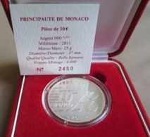 MOX01011.1 - COFFRET BU MONACO - 2011 - 10 Euros Mariage Du Prince Albert II Et De Charlène - Argent 900/1000 - Monaco