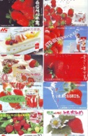 10 Télécartes - Prepaid Différentes JAPON * FRAISE (LOT A-120) JAPAN 10 DIFF STRAWBERRIES * PHONECARDS * 10 VERSCH TK - Alimentation