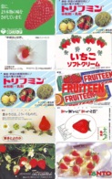 10 Télécartes - Prepaid Différentes JAPON * FRAISE (LOT A-121) JAPAN 10 DIFF STRAWBERRIES * PHONECARDS * 10 VERSCH TK - Alimentation