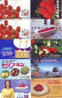 10 Télécartes - Prepaid Différentes JAPON * FRAISE (LOT A-122) JAPAN 10 DIFF STRAWBERRIES * PHONECARDS * 10 VERSCH TK - Alimentation