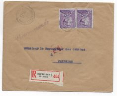 BELGIQUE - 1943 - ENVELOPPE RECOMMANDEE Avec CENSURE De BRUXELLES  => DOUANES De FEIGNIES (NORD FRANCE) - Lettres & Documents