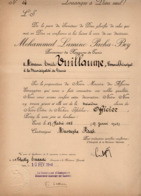 VP15.730 - MILITARIA - TUNIS 1940 - Mohammed Lamine Pacha - Bey / Certificat ( Décoration ) Concernant Mr E. VUILLAUME - Documents