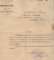 VP15.738 - MILITARIA - TUNIS 1923 - Lettre Concernant Mr Georges VUILLAUME Soldat Au 12 è Rgt De Tirailleurs - Documenti