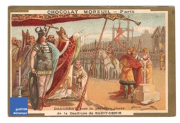 Chromo Chocolat Moreuil Laas Pose De La Première Pierre De La Basilique De Saint-Denis Dagobert Moyen-Age Eglise A15-44 - Sonstige & Ohne Zuordnung