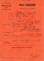 VP15.741 - MILITARIA - TUNIS1923 - Feuille Signalétique Concernant Mr Georges VUILLAUME Agent De Bureau ..... - Dokumente