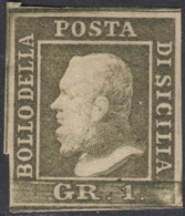 Sicilia, 1 Grano III Tav Verde Oliva NA(gomma Br) N.5a MH * Plurifirmato Cv 7000 - Sicilia