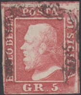 Sicilia, 5 Grana I Tav. Rosa Carminio N.9 Plurifirmato Cv 1400 - Sicile