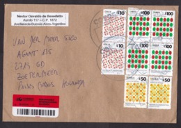 Argentina: Registered Cover To Netherlands, 2019, 8 Stamps, National Fruit Production, Food, Label (traces Of Use) - Covers & Documents