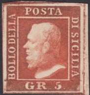 Sicilia, 5 Gr. II Tav. Verm. Vivo N.11b Bdf Firmato G.Bolaffi+GdR MH * Cv 1250+ - Sicile