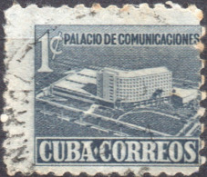 VARIETA CUBA 1952 - PALAZZO COMUNICAZIONI - DENTELLATURA SPOSTATA - USATO - Geschnittene, Druckproben Und Abarten