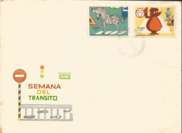 V) 1970 CARIBBEAN, ROAD SAFETY WEEK, ZEBRA, ROAD SIGNS, PRUDENCE THE BEAR, WITH SLOGAN CANCELATION IN BLACK, FDC - Brieven En Documenten