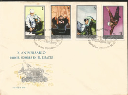 V) 1971 CARIBBEAN, MANNED SPACE FLIGHT 10TH ANNIVERSARY, COSMONAUTS IN TRAINING, MULTIPLE STAMPS, WITH SLOGAN CANCELATIO - Storia Postale