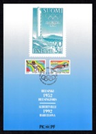 FINLAND 1992 Olympic Games: Souvenir Card CANCELLED - Briefe U. Dokumente