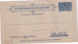 SUEDE       ENTIER POSTAL/GANZSACHE/POSTAL STATIONERY CARTE -LETTRE POSTE PRIVEE DE STOCKHOLM - Emissioni Locali