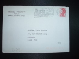 LETTRE TP LIBERTE 2,20 OBL.MEC.30-5 1989 55 LIGNY EN BARROIS MEUSE + MICHEL TRISTANT Notaire - Other & Unclassified