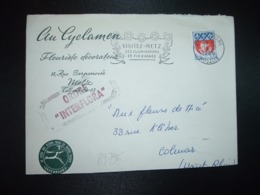 LETTRE TP BLASON PARIS 0,30 OBL.MEC.19-12 1966 57 METZ GARE MOSELLE + AU CYCLAMEN FLEURISTE INTERFLORA - Sonstige & Ohne Zuordnung