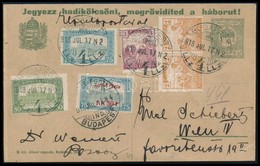 1918 Jul. 17 Légi Levelezőlap Bécsbe Repülő Posta 1K50f Bélyeggel + Kiegészítő Bérmentesítéssel - Sonstige & Ohne Zuordnung