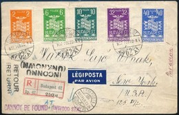 1937 Ajánlott Légi Levél Hacsek Sajó Címzettnek New Yorkba, Egy Kicsit Keresték A Címzettet Aztán Visszaküldték, 1 Hónap - Sonstige & Ohne Zuordnung