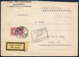 1926 Légi Levél Párizsba 10.000K Ikarusz Bérmentesítéssel - Sonstige & Ohne Zuordnung