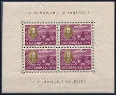 * 1947 Roosevelt 10f Légipostai érték Négyes Kisív (rozsda / Stain) - Altri & Non Classificati