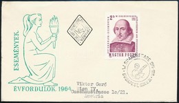 1964 Évfordulók (II.) W. Shakespeare (1564-161) Vágott Bélyeg FDC-n - Altri & Non Classificati