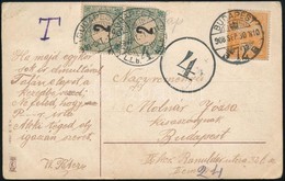 1908 Dekoratív Szerelmes Képeslap Turul 3f Bérmentesítéssel + 2 X 2f Portó Bélyeggel - Other & Unclassified