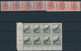 ** Debrecen I. 1919 Magyar Posta 10f 10-es Csík + Arató/Köztársaság 40f 8-as Tömb Bodor Vizsgálójellel (13.000) - Sonstige & Ohne Zuordnung