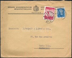 1934 Szeged-Párizs Levél 20f+40f Céglyukasztásos Bélyeggel - Other & Unclassified