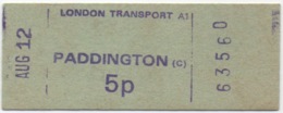 London Transport PADDINGTON 5 Pence Du 12/08/1973 - Europa