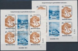 ** O 1973 Európa - Helsinki 2 Db Vágott Blokk: Postatiszta és Elsőnapi Bélyegzéssel (50.000) - Autres & Non Classés