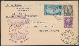 1936 Hindenburg Léghajó Lakehurst - Frankfurt Első Repülés Levél Budapestre - Other & Unclassified