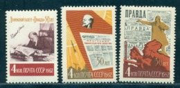 1962 Lenin,Pravda/Truth Journal 50th Anniv,soldiers,rocket,Russia,2596,MNH - Lenin