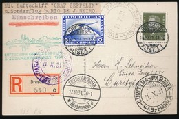 1931 Zeppelin 3. Dél-amerikai útja Ajánlott Képeslap Brazíliába / Zeppelin 3rd South America Flight Registered Postcard  - Otros & Sin Clasificación