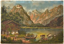 Barabás Jelzéssel: Alpesi Táj. Olaj, Vászon, (lyukas), 67×98 Cm - Autres & Non Classés